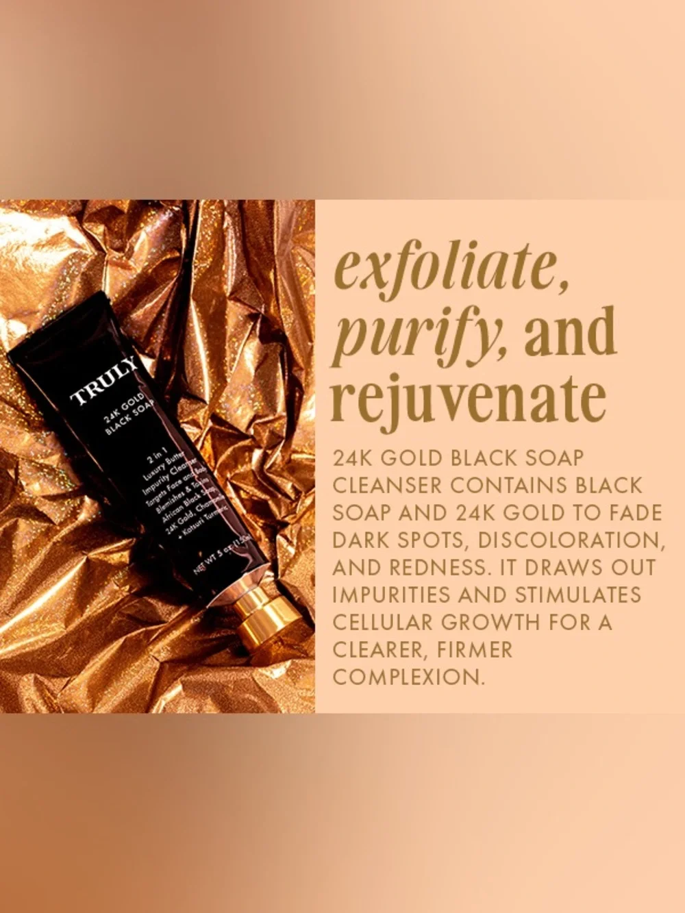 TRULY 24K Gold Black Soap Luxury Cleanser - 5fl oz